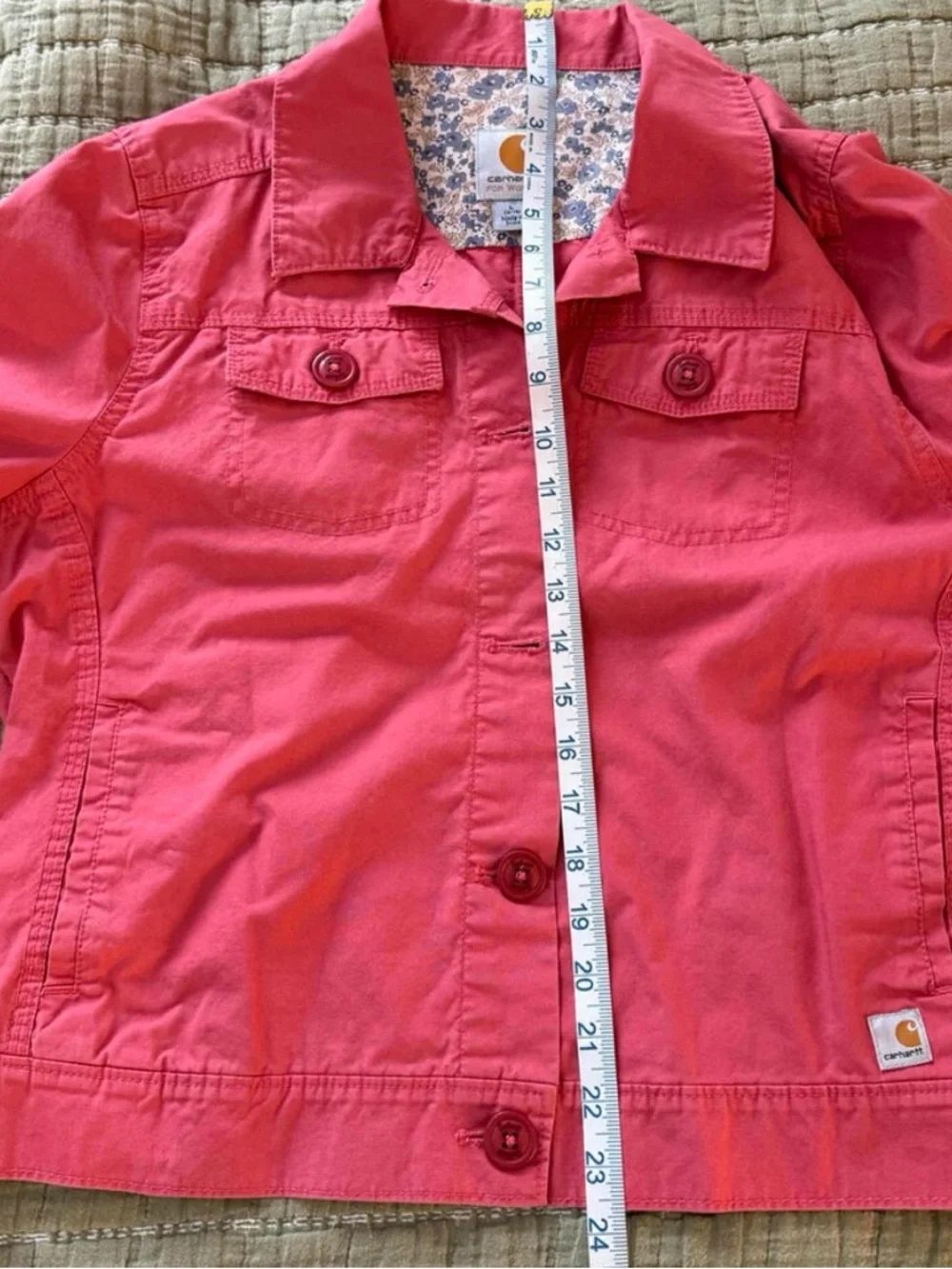 CARHARTT Wms Pink Cotton Trucker Jacket Button up Pockets Country Cowgirl SZ L - Picture 5 of 7